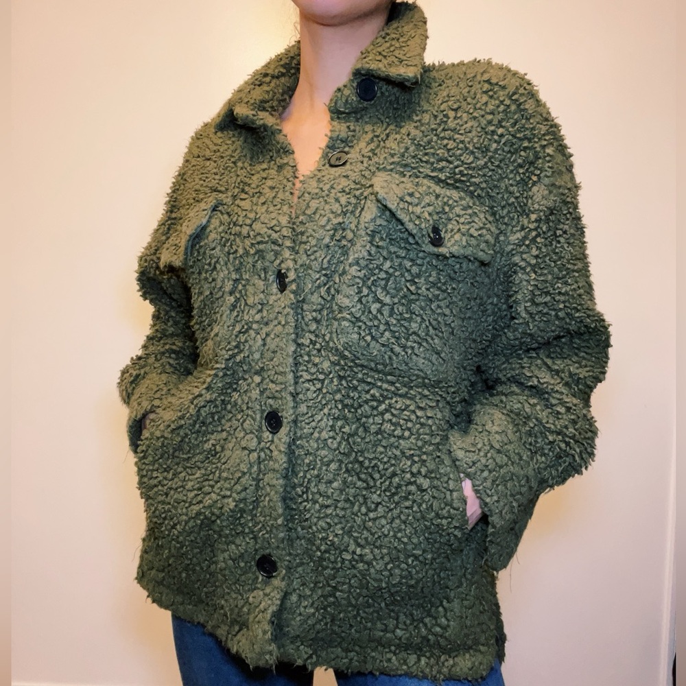 Green teddy bear jacket